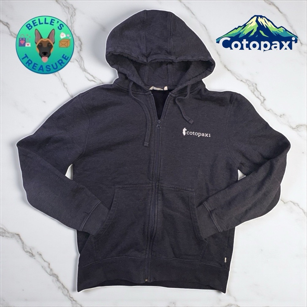 Cotopaxi Hoodie Mens Small Full Zip Blue Fleece Lined‎ Spell Out Embroidered